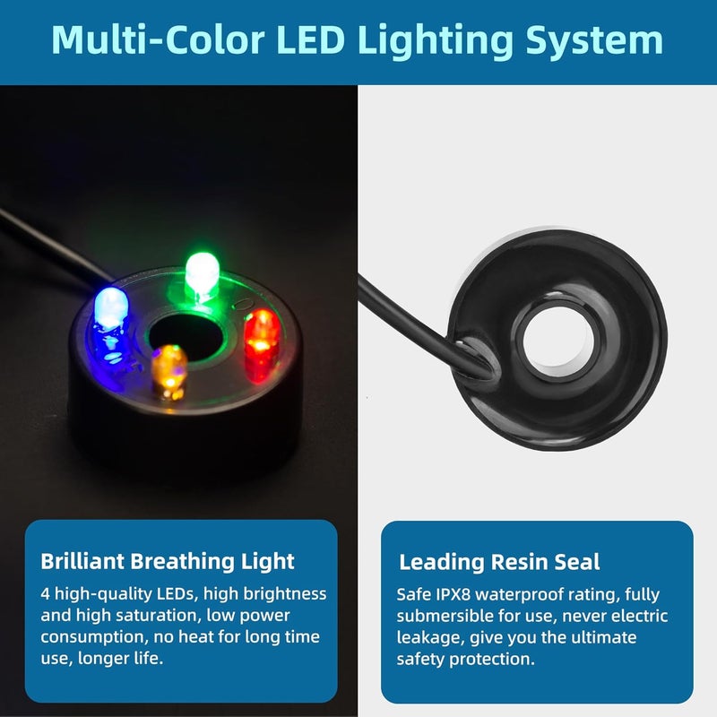 DATOO Mini Submersible Fountain Water Pump With LED Light 95GPH 5W Small Ultra Quiet Water Pump With Tubing For Aquarium Fish Tank Outdoor Pond Water Feature Fountain Statuary - Image 3